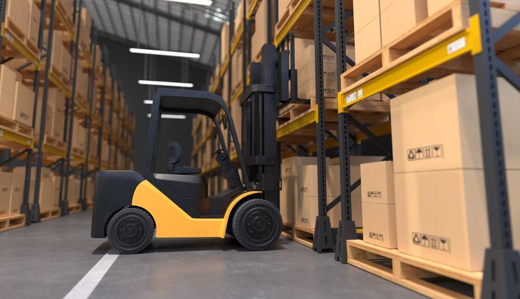 forklift-is-lifting-wooden-pallet-warehouse