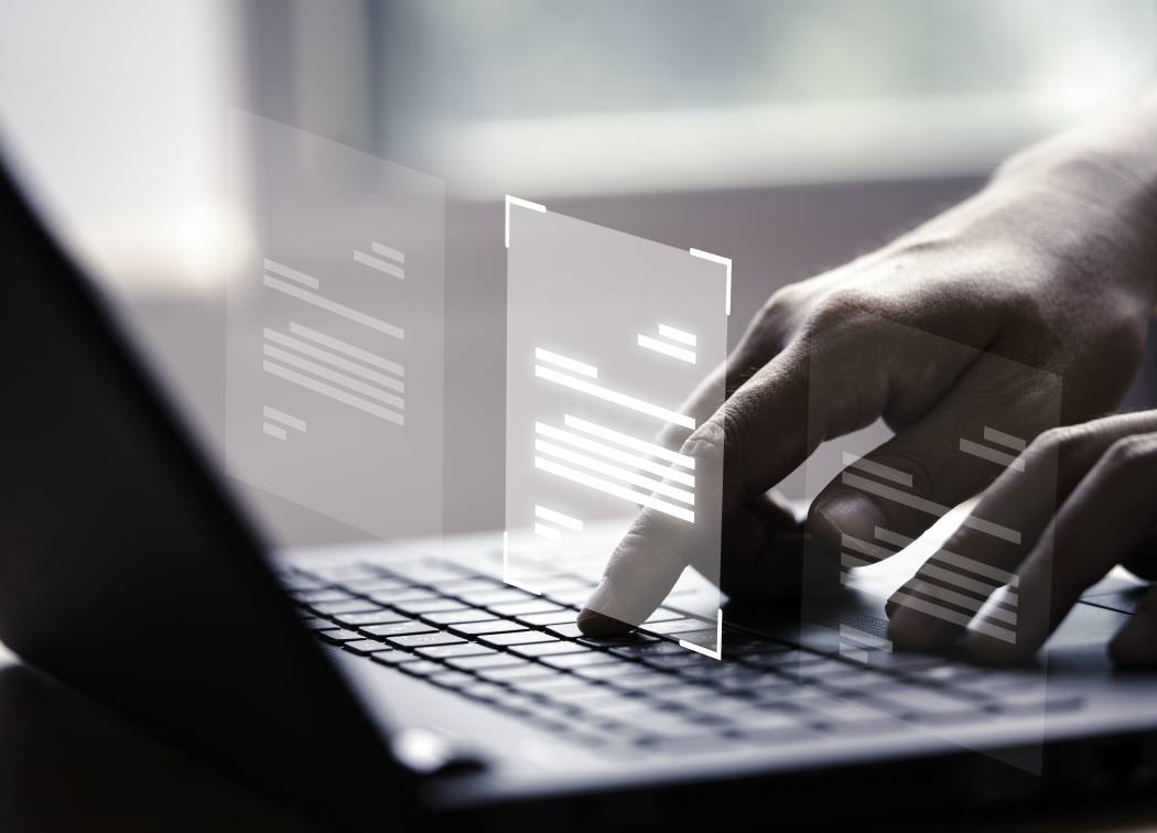 hand-using-laptop-computer-with-virtual-screen-document-online-approve-paperless-quality-assurance-erp-management-concept