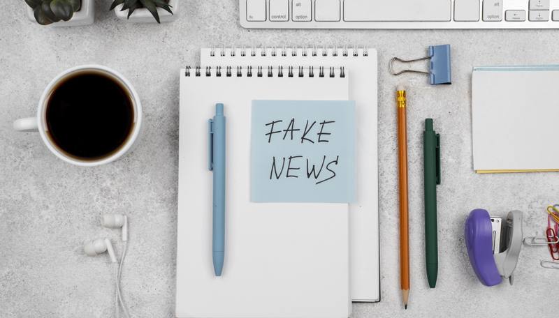 journalist-desk-fake-news-flat-lay