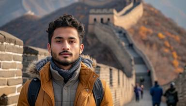 portrait-male-tourist-visiting-great-wall-china