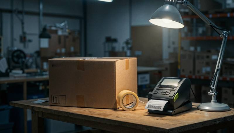 shipping-packaging-workspace-with-label-printer